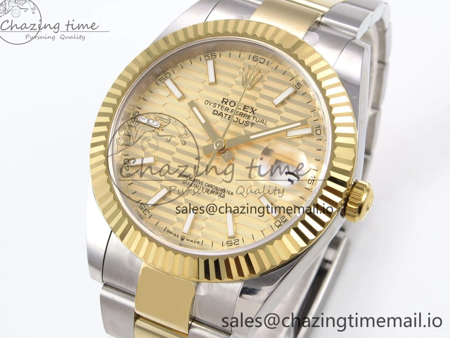 AAA Replica Watches Bracelet Thermal YG Best Edition Dial DateJust 41 Oyster 126333 EWEF SS on 976 YG Textured A 0104